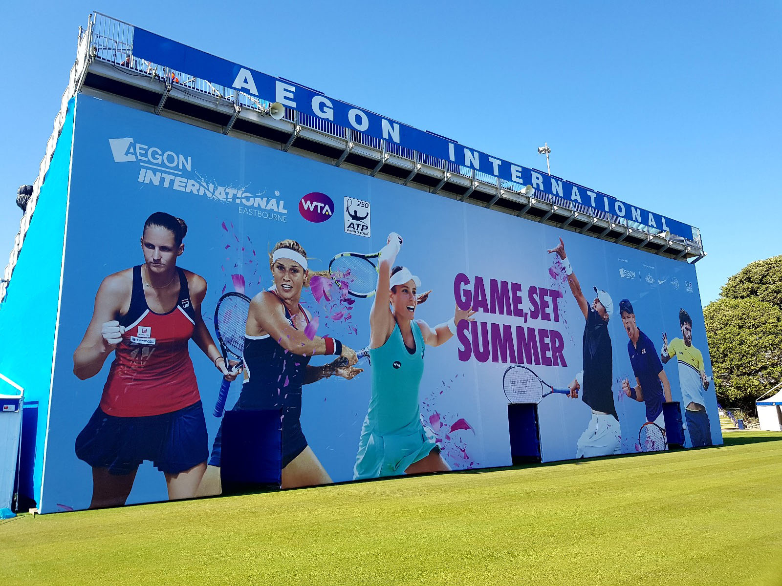 Seating stand banner wrap branding