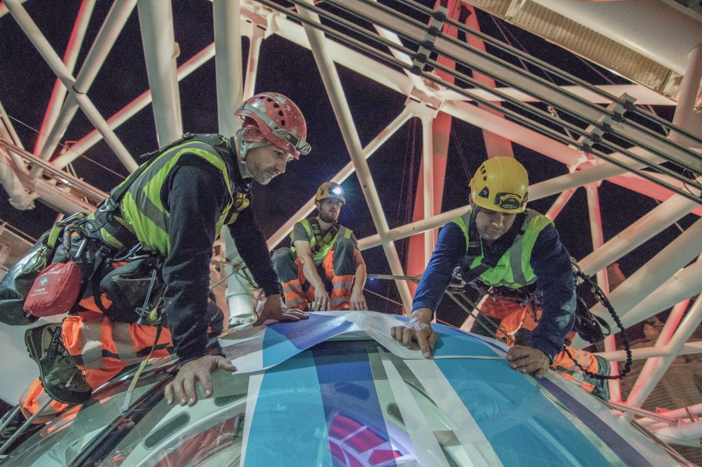 Signage and branding specialists using rope access and abseiling techniques